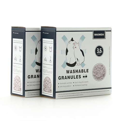 Cat Litter Box Washable Granules Refills. Compatible to Cat Genie Refills. Great for cat Toilet Training kit. Compostable and Flushable. 7.2lbs Package