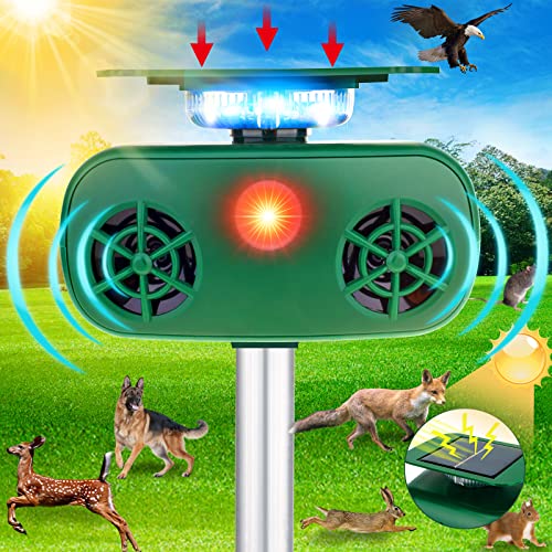 Cat Repellent Outdoor,2023 Upgrade Ultrasonic Pest Repellent Solar Powered,Cat Repellent Outdoor to Keep Cats Away with Flashing Lights,Animal Deterrent Devices Outdoor for Yard