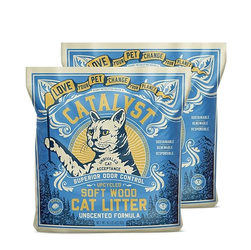 Catalyst Natural Soft Wood Cat Litter (2 Pack, 10lb Bags) - Superior Odor Control, Strong Clumping, Low Dust, and Biodegradable (10lb, Set of 2, Unscented)