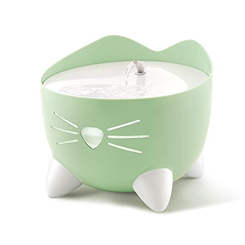 Catit PIXI Drinking Fountain – Cat Water Fountain with Triple Filter and Ergonomic Drinking Options, Green