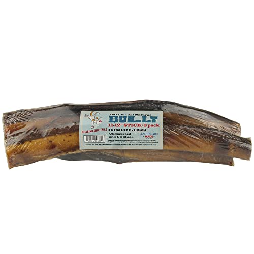 Chasing Our Tails 6070 Thick Odorless Pet Bully Stick (3 Pack), 11" To 12"