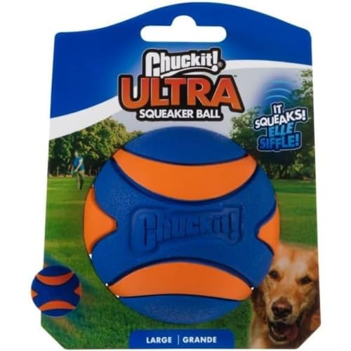 Chuckit! Ultra Squeaker Ball Dog Toy, Large (3 Inch) 1 Pack, for Large Breeds