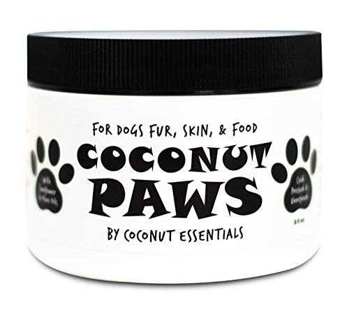 Coconut Paws Organic Oils for Dogs Skin, Hair, Ears, Teeth, and Nails. Organic Cold Pressed unrefined Coconut Oil, Virgin Olive Oil and Sunflower Oil - aceite de Coco para Perros - 8 fl oz