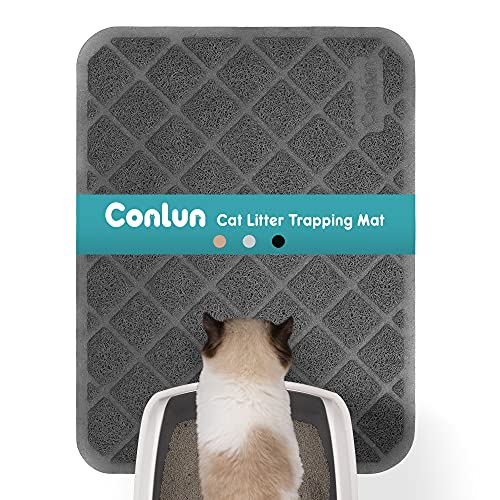 Conlun Cat Litter Mat Litter Trapping Mat, 24" x 17" Premium Durable PVC Grid Mesh with Scatter Control, Non-slip, Less Waste Cat Litter Box Mat, Soft on Kitty’s Paws, Urine Waterproof