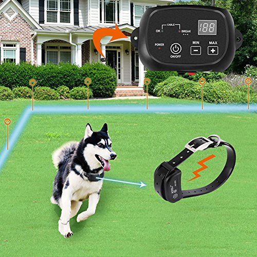 COVONO Electric Dog Fence, Wired Pet Containment System (Aboveground/Underground, 650 Ft Wire, IP66 Waterproof/Rechargeable Collar, Shock/Tone Correction, 1 Dog System)
