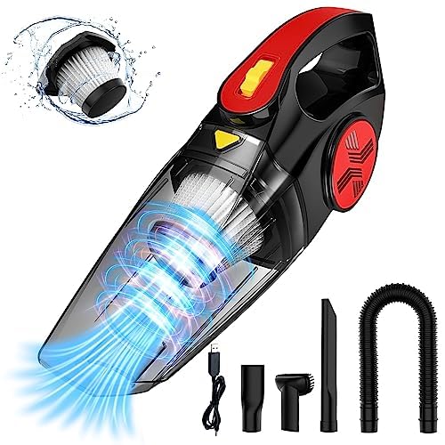 CSCL Handheld Vacuum Cordless Car Vacuum Cleaner, 120W High Power Rechargeable Handheld Car Vacuum with Strong Suction, Portable Wireless Hand Held Vacuum Cleaner Wet Dry for Car, Home and Pet Hair
