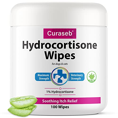 Curaseb Hot Spot Treatment Wipes for Dogs & Cats – Instant Itch Relief for Hot Spots, Paw Licking, Rashes, Allergies, Bites, Dry Skin – with Soothing Aloe - 100 Wipes