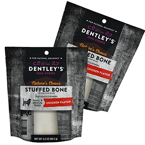 Dentley's 2 pk.Medium Filled Femur Bone Dog Chew Filled Dog Bones Chicken Flavor, 2 ct. Femur Dog Dental Treat & Chew, American Made