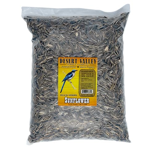 Desert Valley Premium Striped Sunflower Seeds - Wild Bird - Wildlife Food, Cardinals, Squirrels, Jays & More (5-Pounds)