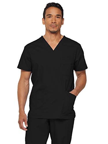 Dickies Men's Tall V-Neck Scrub Double Chest Pocket Top, Black, 3X-Large Big