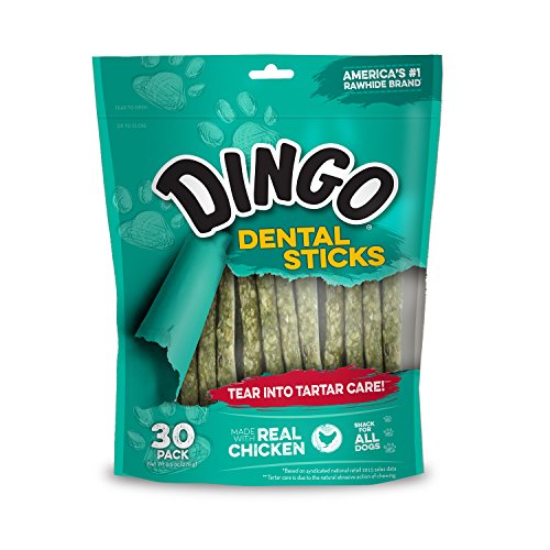 Dingo Dental Sticks 30 Count, Natural Chewing Action Helps Clean Teeth