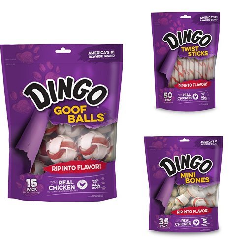 Dingo Goof Balls, Twist Sticks And Mini Bones Dog Rawhide Chew Bundle