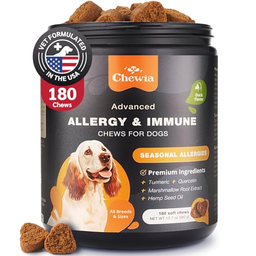 Dog Allergy Relief Chews - Allergy Relief for Dogs Itching- Anti Itch for Dogs - Itchy Skin & Seasonal Allergies Relief - Hot Spot Treats with Probiotics, Apple Cider Vinegar - Dog Itch Relief