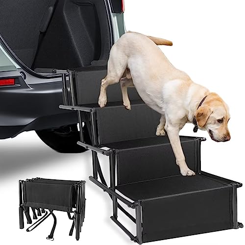 Dog Car Ramp Large Dogs Portable Aluminum Foldable Pet Ladder Ramp with Non-Slip Surface Extra Wide Dog Car Steps, Dog Car Stairs for Large Dogs Up to 150 lbs#1