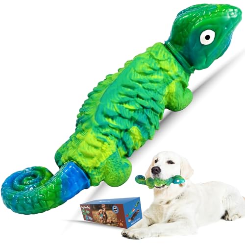 Dog Chew Toys for Aggressive Chewers, Tough and Durable Indestructible Dog Chew Toy, Extreme Tough Lizard Nylon Interactive Dog Toys Including Gift Boxes (Gradient Green)