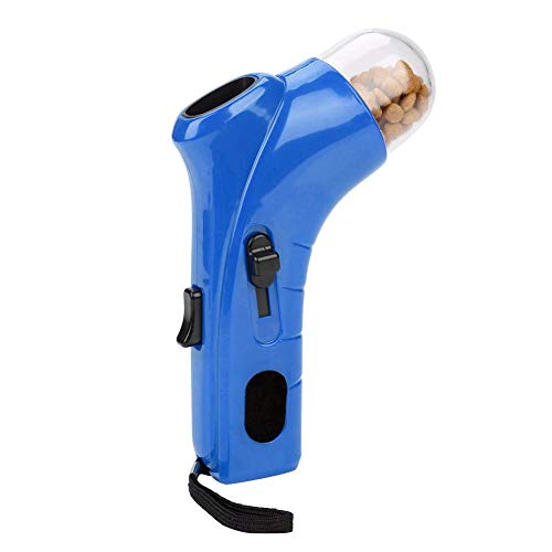 Dog Food Feeder, Funny Pet Treat Launcher Ejecting Interactive Puppy Snack Dispenser Hand Held Gun Food Catapult for Dog Cat Exercise and Training(Blue)