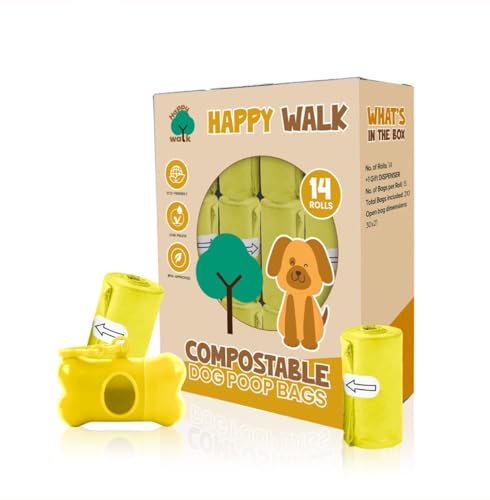 Dog Poop Waste Bags with Dispenser: Unscented, Leak-Proof, Easy Tear-Off, Biodegradable, and Zero Odor - Perfect for Eco-Friendly and Hassle-Free Cleanup. 14 Rolls per pack.