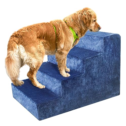 Dog Steps for Large Dog, 4 Step Dog Stairs for Couch, Cardboard Stairs for Large Medium and Small Dogs to Get On Bed, Support Up to 200LB, Solid Stable Non-Slip Dog Pet Steps for High Bed