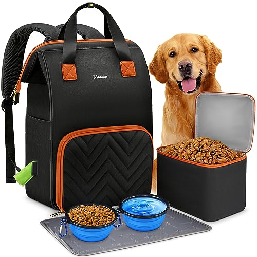 Dog Travel Bag Backpack, Multi-Pockets Dog Bags for Traveling with Food Container, Collapsible Bowls, Placemat, Airline Approved Backpack for Dog Supplies Essentials for Camping, Hiking, Weekend Away