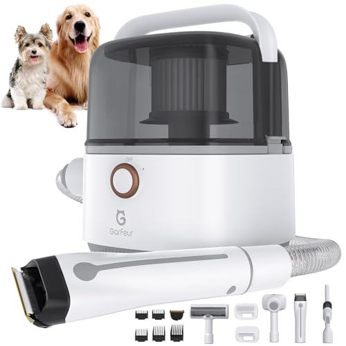 Dog Vacuum for Shedding Grooming, 3L Pet Grooming Kit with 5 Proffesional Tools, Low Noise, Dog Hair Grooming Clipper & Vacuum by Garfeur