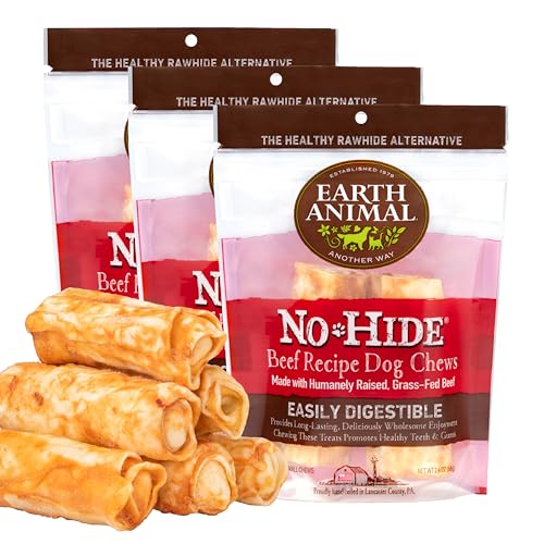 EARTH ANIMAL No Hide Small Beef Flavored Natural Rawhide Free Dog Chews Long Lasting Dog Chews | Dog Treats for Small Dogs | Great Dog Chews for Aggressive Chewers (3 Pack)