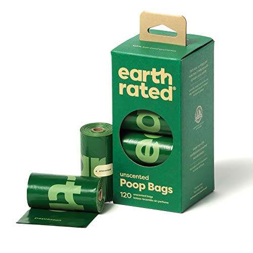 Earth Rated Dog Poop Bags - Leak-Proof and Extra-Thick Pet Waste Bags for Big and Small Dogs - Refill Rolls - Unscented - 120 Count