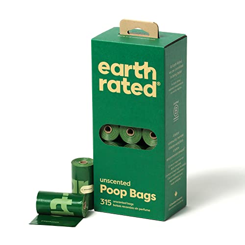 Earth Rated Dog Poop Bags, New Look, Guaranteed Leak Proof and Extra Thick Waste Bag Single Refill Rolls For Dogs, Unscented, 315 Count