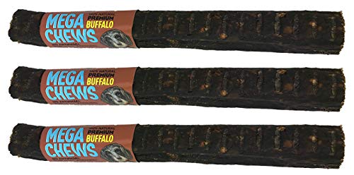 ETTA SAYS! Premium 10 Inch MEGA Sized Buffalo Dog Chews - 3 Pack - Made in The USA - 100% Natural Ingredients - Buffalo Chews- USA Sourced Rawhide - Safer Than Traditional Rawhide (Buffalo, 3 Pack)