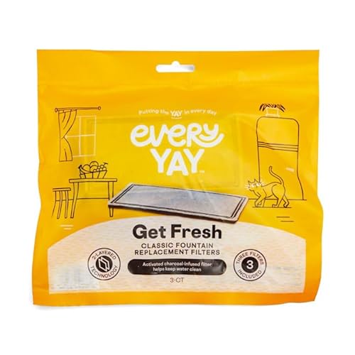 EveryYay Get Fresh Automatic Classic Ceramic Cat Fountain Replacement Filters, 50 oz., Count of 3