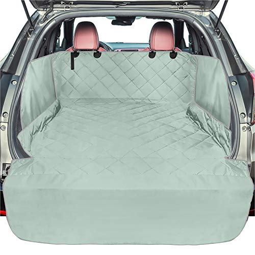 F-color SUV Cargo Liner for Dogs - Waterproof Pet Cargo Liner with Side Flaps, Comfort Dog Cargo Cover with Bumper Flap, Scrachproof Non-Slip Large Size Universal Fit SUVs Sedans Trunks Vans, Grey
