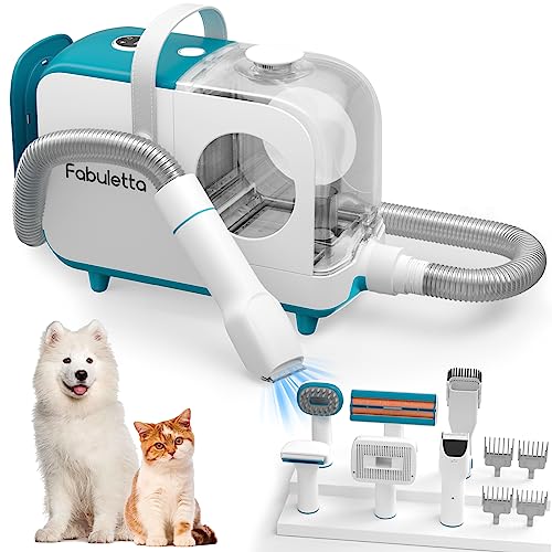 FABULETTA Dog Grooming Kit, 6-in-1 Professional Pet Grooming Vacuum Picks up 99% Pet Hair, 2.6L Hair Collection Cup for Trimming Shedding Cleaning