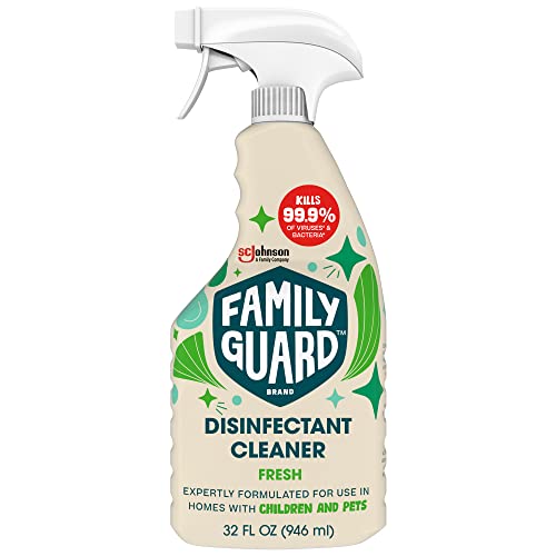 FAMILYGUARD Brand Disinfectant Spray Trigger & Multi Surface Cleaner, Antibacterial Spray, Expertly Formulated for Use In Homes with Children & Pets, Fresh Scent, 32 oz (Pack of 1)