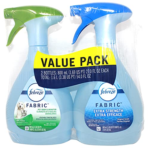 Febreze Fabric Refresher Value Pack, Pet Odor Eliminator and Extra Strength Fabric Deodorizer, 27 Fl Oz, Pack of 2