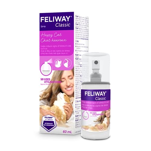 FELIWAY Spray Classic Spray, 60 mL - Reassures Cats During Car Travel, Veterinary Visits & Helps Control Unwanted Behaviours Like Urine Spraying, Scratching - (60 mL Spray, 1-Pack)