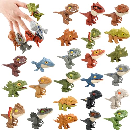 Finger Biting Dinosaur Toy, 2024 Newest Novelty Dinosaur Toy, Finger Biting Tyrannosaurus Rex Dinosaur Toy, Dinosaur Finger Puppets for Kids Girls Boys (24Pcs)