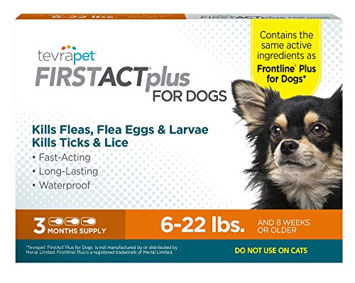 FirstAct Plus Flea Treatment for Dogs, Small Dogs 5-22 lbs, 3 Doses, Same Active Ingredients as Frontline Plus Flea and Tick Prevention for Dogs