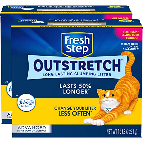 Fresh Step Advanced Clumping Cat Litter, Outstretch, Extra Large, 32 lbs total (2 Pack of 16lb Boxes)