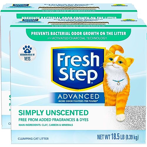 Fresh Step Advanced, Unscented Clumping Cat Litter, Extra Large, 37 lbs total (2 Pack of 18.5lb Boxes)