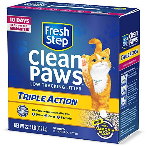 Fresh Step Clean Paws Triple Action Cat Litter, Low Track, Scented, Low Dust, 22.5 Lb
