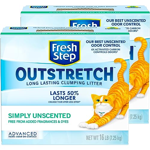 Fresh Step Outstretch, Clumping Cat Litter, Advanced, Unscented, Extra Large, 32 Pounds total (2 Pack of 16lb Boxes)