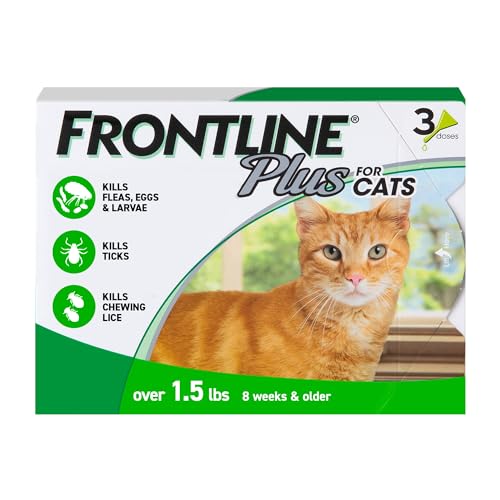 FRONTLINE Plus Flea and Tick Treatment for Cats Over 1.5 lbs., 3 Treatments