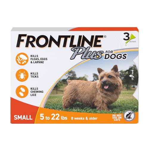 FRONTLINE® Plus for Dogs Flea and Tick Treatment (Small Dog, 5-22 lbs.) 3 Doses (Orange Box)