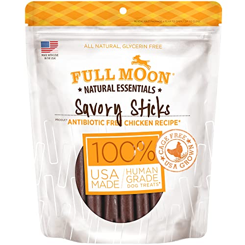 Full Moon All Natural Human Grade Dog Treats, Essential Chicken Savory Sticks, 24 Ounce