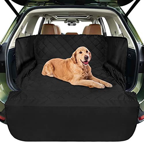 FunniPets Cargo Liner for SUV, Water-Resistant Dog Cargo Cover with Side Walls Protector and Bumper Flap, Non-Slip Backing, Quilted Pet Seat Cover, Large Size Universal Fit, Black