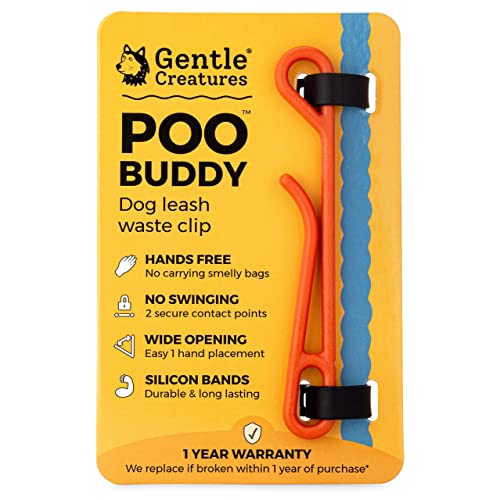 GENTLE CREATURES Poo Buddy - No Swinging Dog Poop Bag Holder For Leash, Dog Waste Bag Holder - Dog Poop Bag Carrier For Puppy And Dogs - Hand Free Dog Poop Clip For Hiking - Leash Attachment