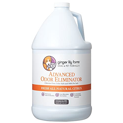 Ginger Lily Farms Dog & Pet Formula Advanced Odor Eliminator, Professional Strength, Fresh All-Natural Citrus, 1 Gallon Refill (128 fl oz)