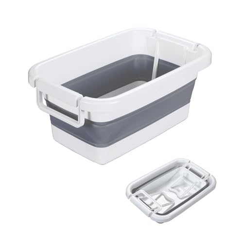 Goderewild 7.4 Gal/28L Multipurpose Collapsible Pet Bathtub - Adjustable Handles and Internal Support, Portable Laundry Basket, Foldable Bathing Tub, Storage Organizer (Grey-i1)