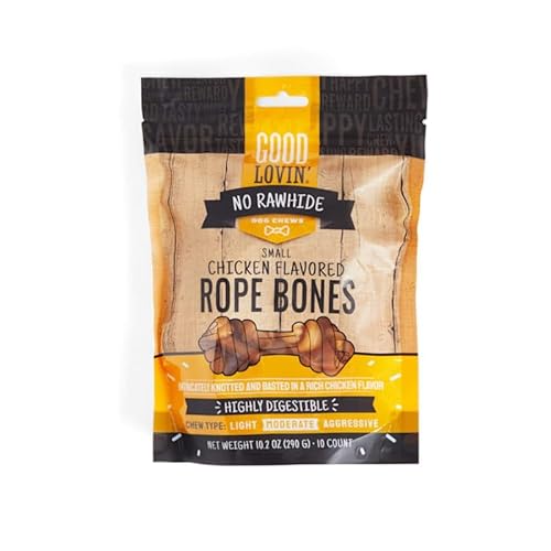 Good Lovin' Chicken-Flavored Rope Bones No-Rawhide Dog Chews, Small, 10.2 oz., Count of 10