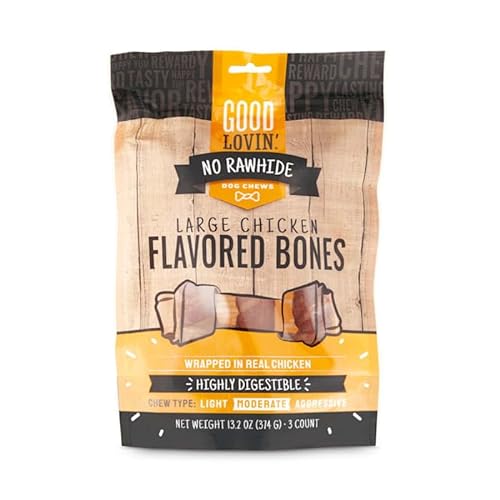 Good Lovin' No Rawhide Large Chicken Flavored Dog Bones, 13.2 oz., Count of 3