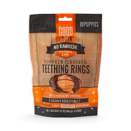 Good Lovin' No Rawhide Pumpkin Flavored Puppy Teething Rings, 4.9 oz., Count of 4